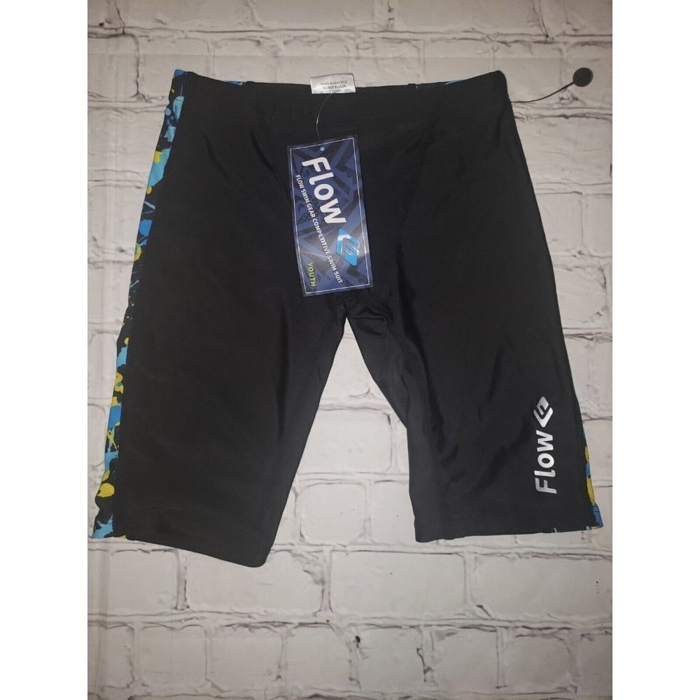 𝅺NWT Flow Gear Competitive Swim Suit Youth Sz 24 Black